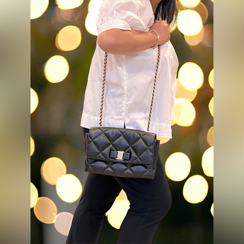 Salvatore Ferragamo Quilted Lambskin Chain Shoulder Bag